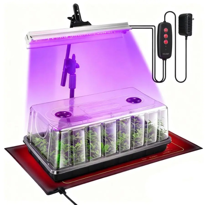 Humidity Dome Kit - Anzuchtschale, Anzuchtset mit Wachstumslichtern und Heizmatte,