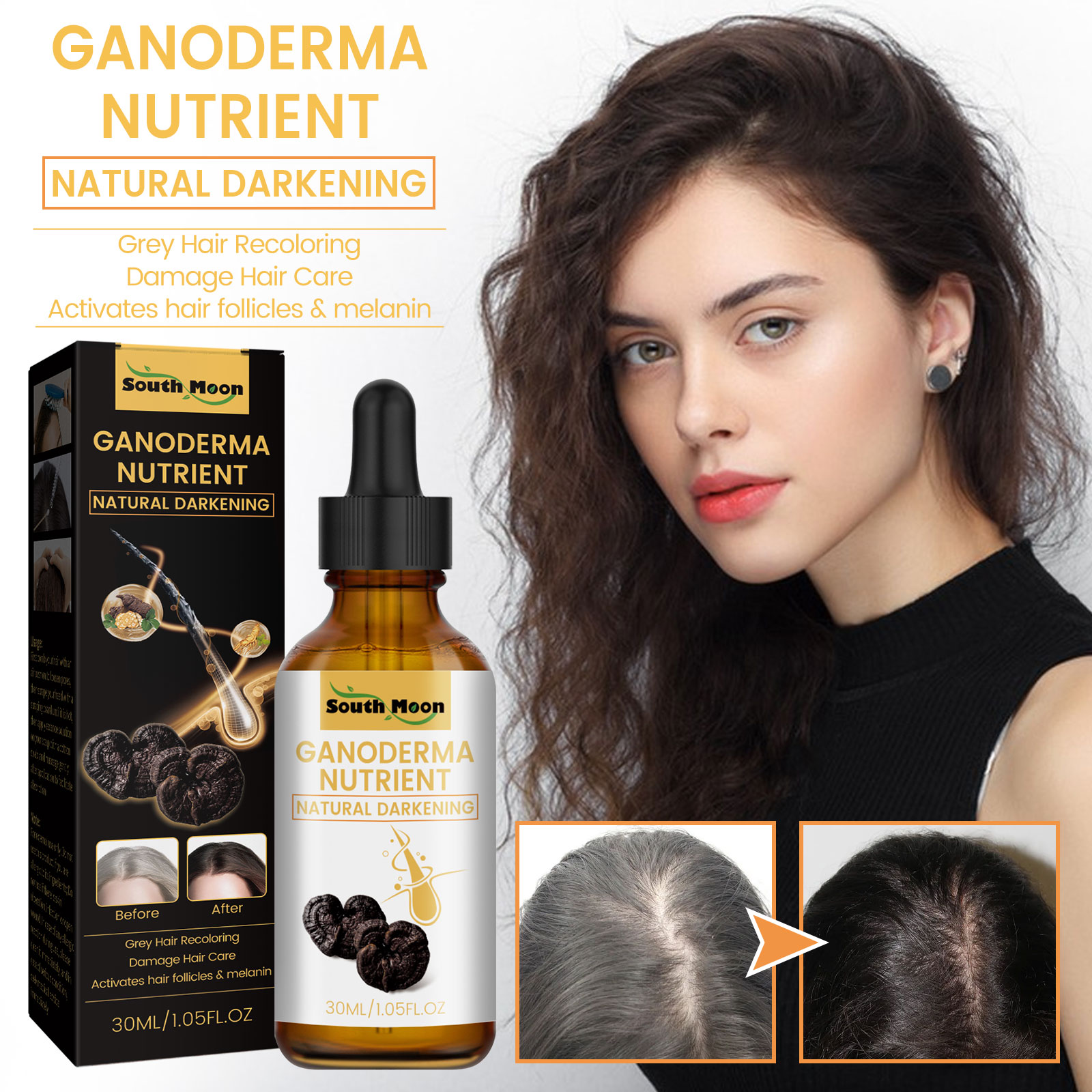 Root Stimulator Liquid - Schwarze Ganoderma Lucidum Haarflüssigkeit, sauberer Kopfhaut-Schmutz,